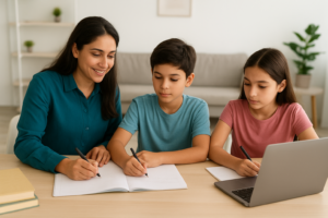 female tutor teaching boy and girl  , a good home tutor in Islamabad