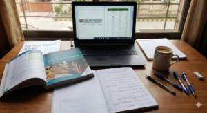 Laptop displaying the CIE Urdu syllabus page, representing professional O Level Urdu home tutoring in Rawalpindi and Islamabad by City Tutors Academy.